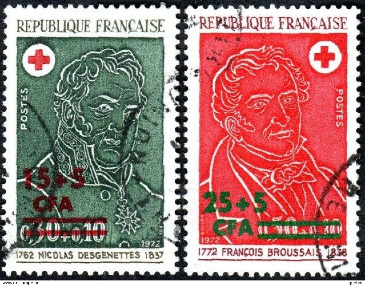 Réunion Obl. N° 412 Et 413  - Croix Rouge - Dr Desgenettes Et Broussais - Usados