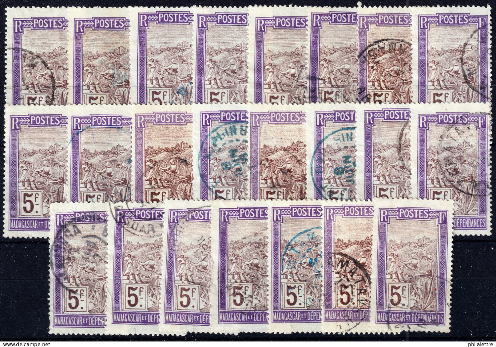 MADAGASCAR - 1908./17 Yv.110 5fr Violet & Brun-lilas - Lot De 23 Timbres Oblitérés B/TB (cote 218,50€) - Gebruikt