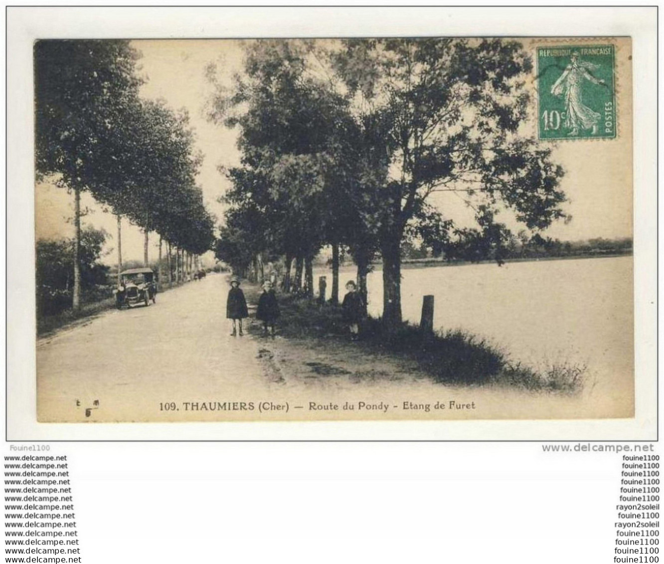 ## PEU COURANTE ##   Carte De  Thaumiers Route Du Pondy étang De Furet ( Ancienne Voiture )  ( Recto Verso ) - Thaumiers