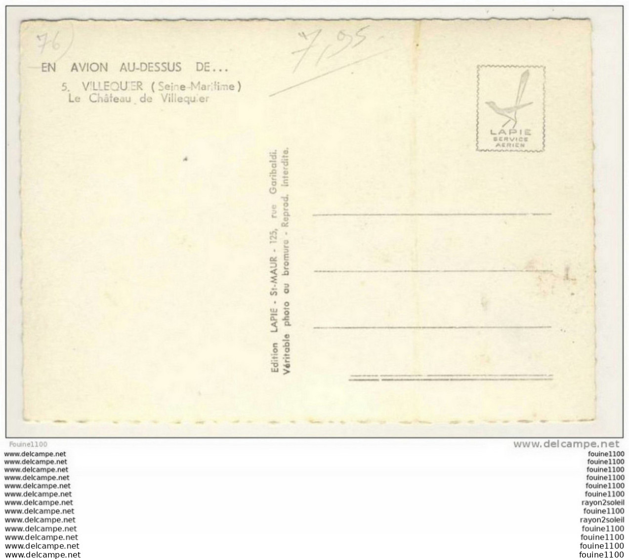 Carte Au Format 10 X 15 Cm  VILLEQUIER  Le Château  ( Recto Verso ) - Villequier