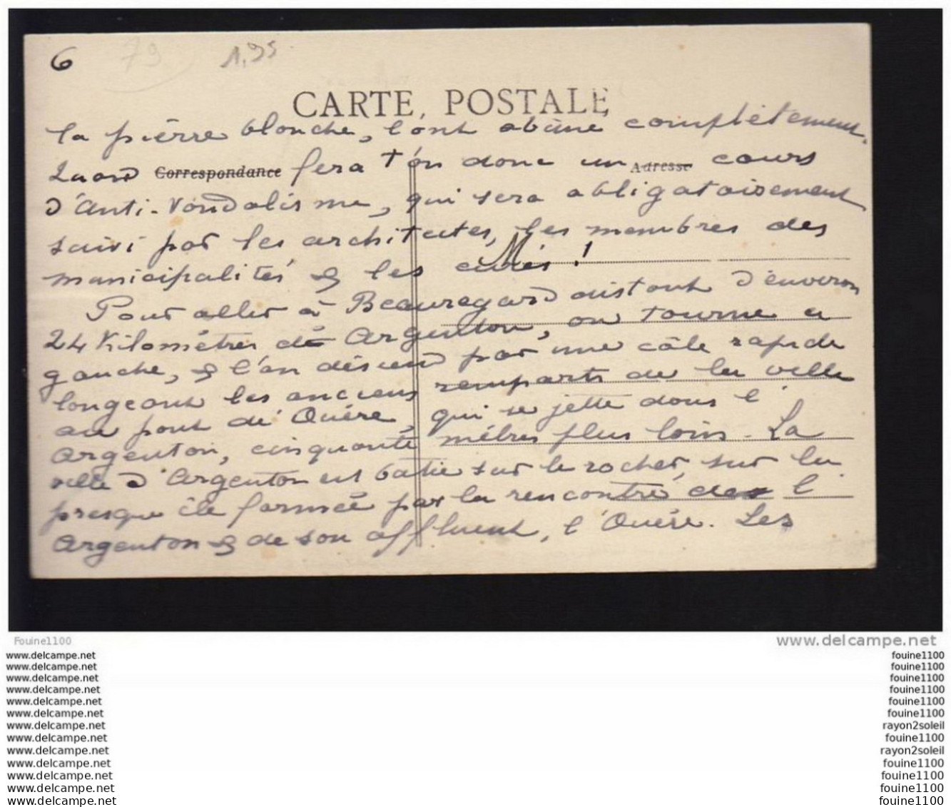 # ACHAT IMMEDIAT # Carte D' ARGENTON CHATEAU  ( Recto Verso ) - Argenton Chateau