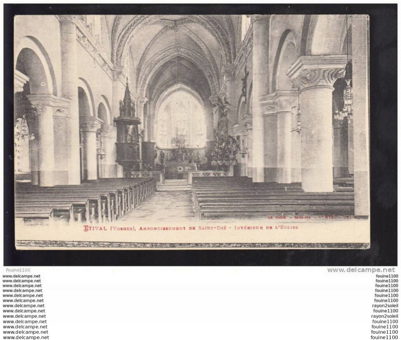 Carte D'  étival  Intérieur De L' église ( Recto Verso ) - Etival Clairefontaine