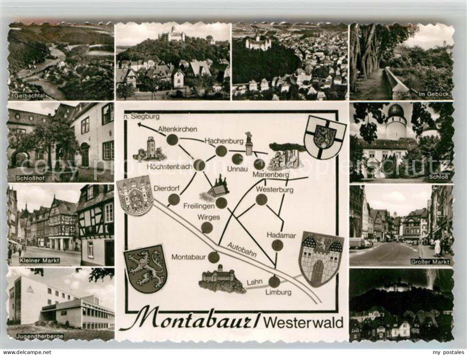 42916808 Montabaur Westerwald Landkarte Gelbachtal Schlosshof Kleiner Markt Schl - Montabaur