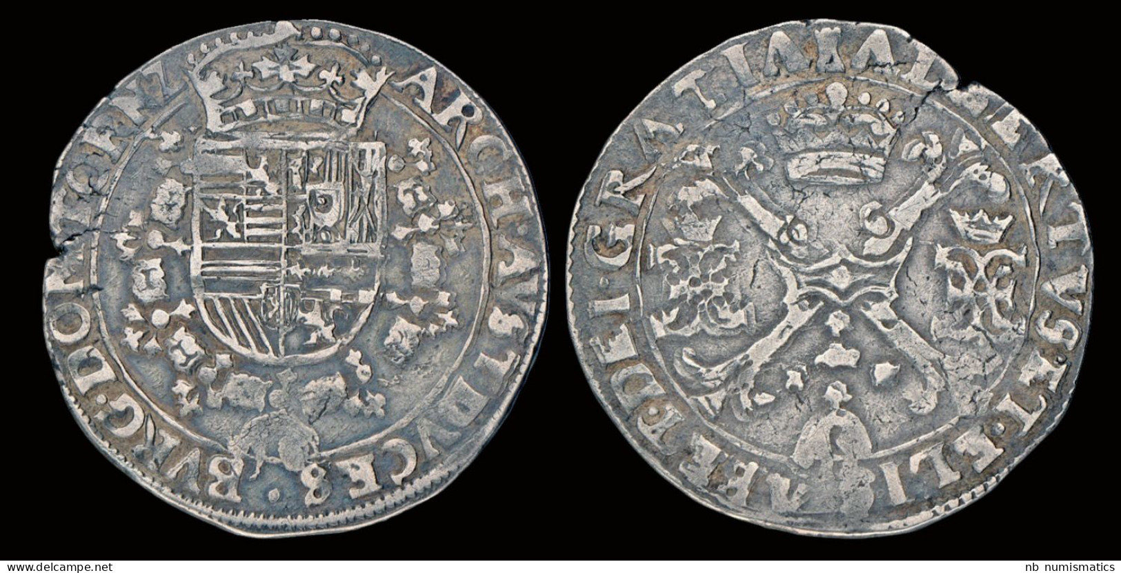 Southern Netherlands Tournai Albrecht & Isabella 1/4 Patagon No Date - 1556-1713 Spanische Niederlande