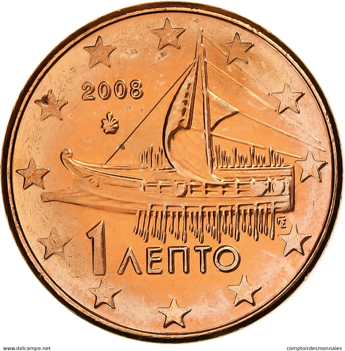 Grèce, Euro Cent, 2008, Athènes, Cuivre Plaqué Acier, FDC, KM:181 - Griechenland