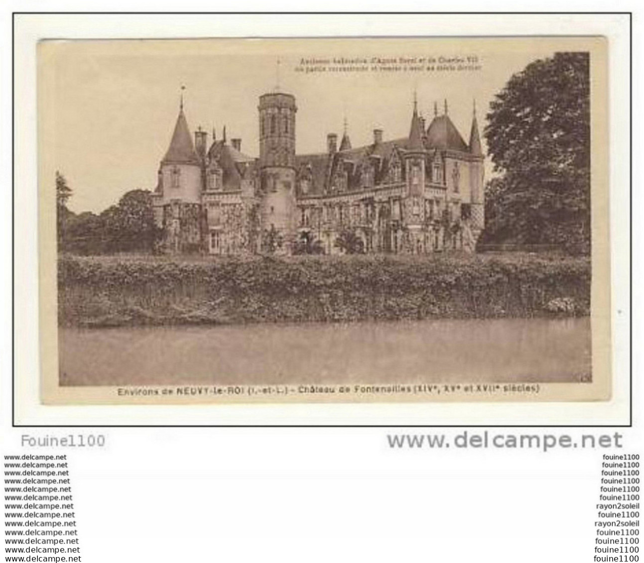 Carte Du Château De Fontenailles Environs De Neuvy Le Roi  ( Peu Courante ) - Neuvy-le-Roi