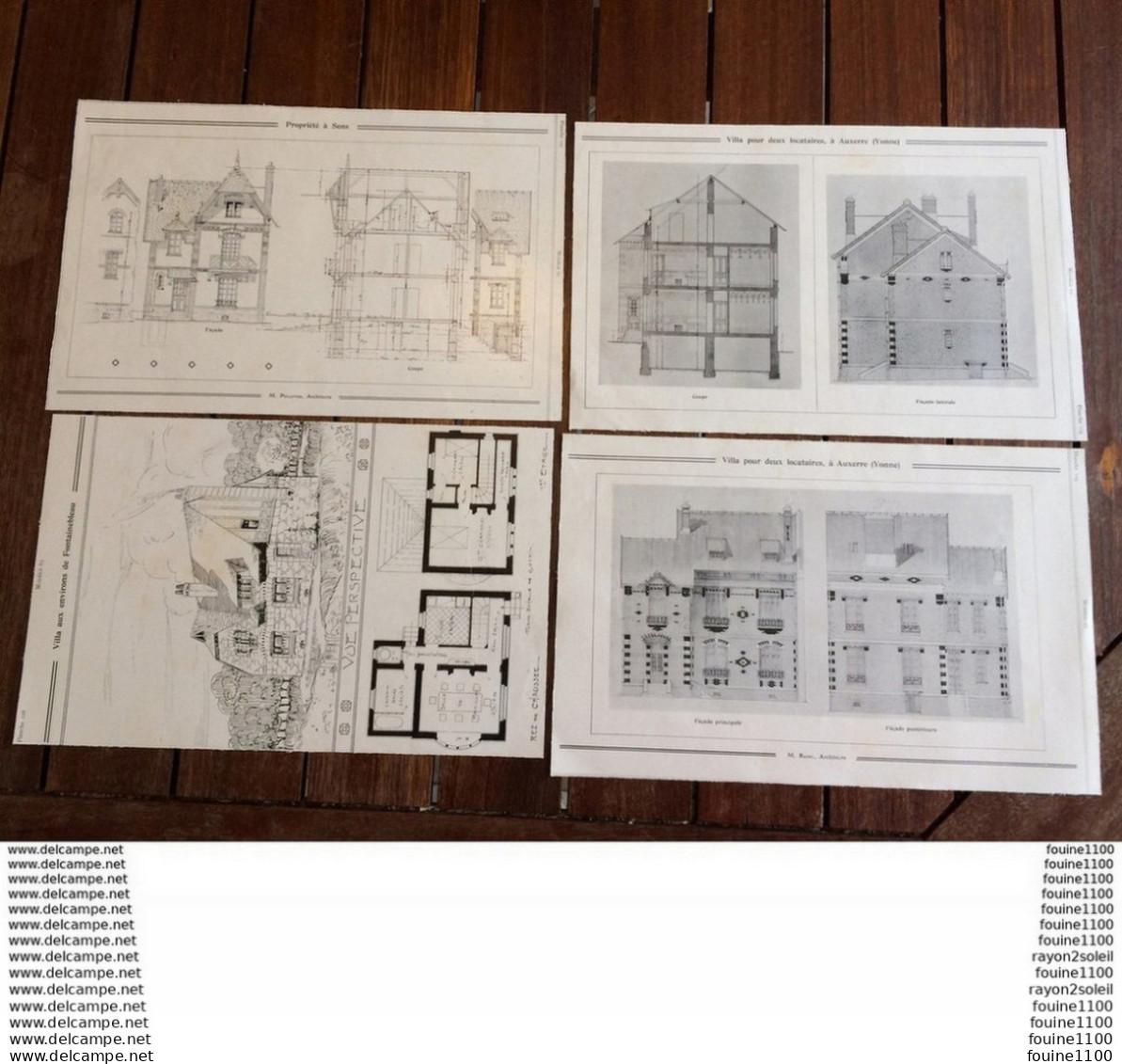 An1907 Plan Architecture Villa à AUXERRE , à SENS 89 Yonne Et Une Dans Les Environs De FONTAINEBLEAU  à Identifier - Architecture