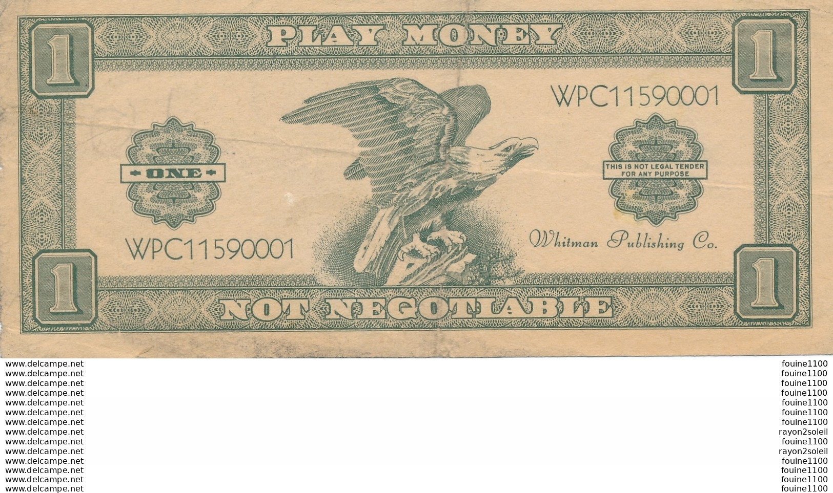 Billet  Play Money One  Not Negotiable Whitman Publishing . Co - A Identifier