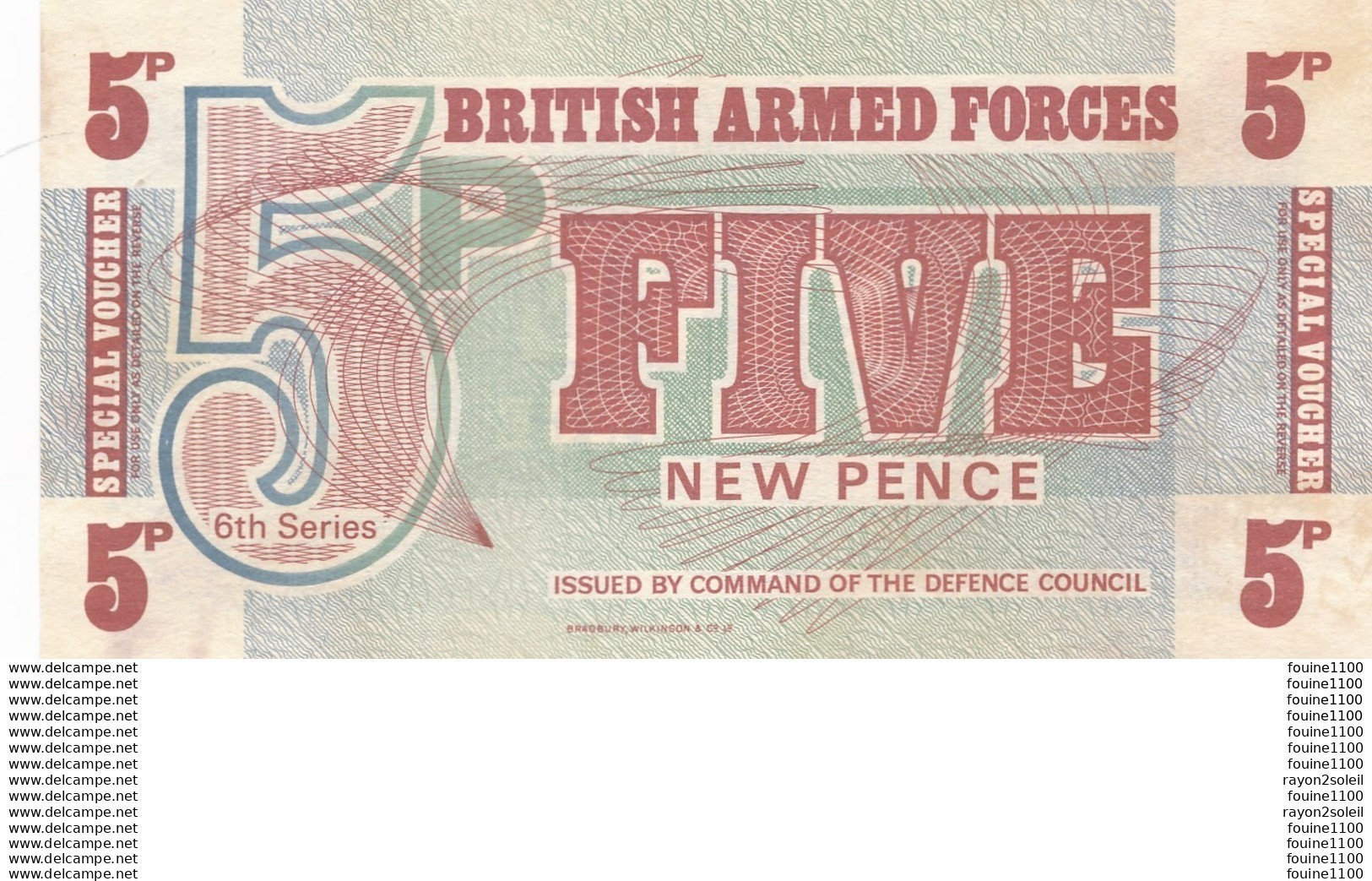 Billet  De Banque British Armed Forces  5 Five New Pence - British Armed Forces & Special Vouchers