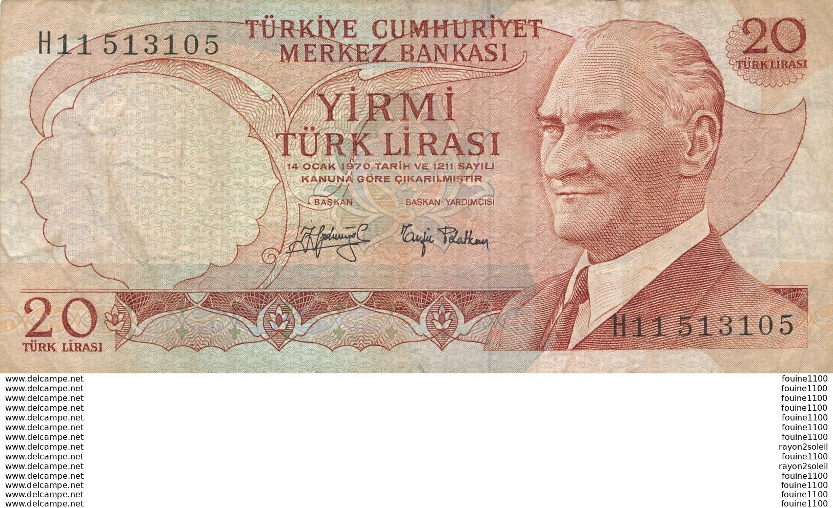 Billet  De Banque  TURQUIE 20 Turk Lirasi (1970) - Turquie
