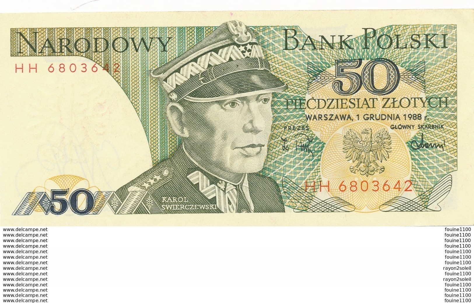 Billet De Banque  BANK POLSKI - 50 PIECDZIESIAT ZLOTYCH 1988 - Pologne