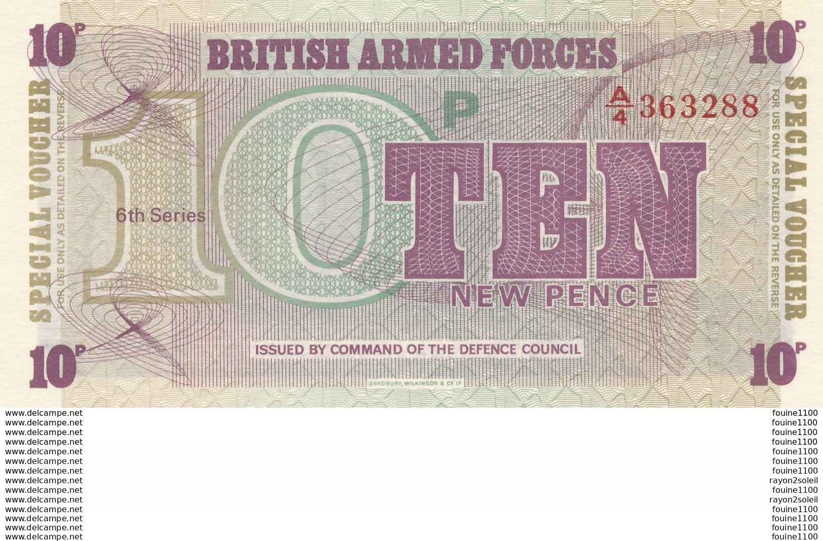 Billet BRITISH ARMED FORCES 10 PENCE Special VOUCHER - Fuerzas Armadas Británicas & Recibos Especiales