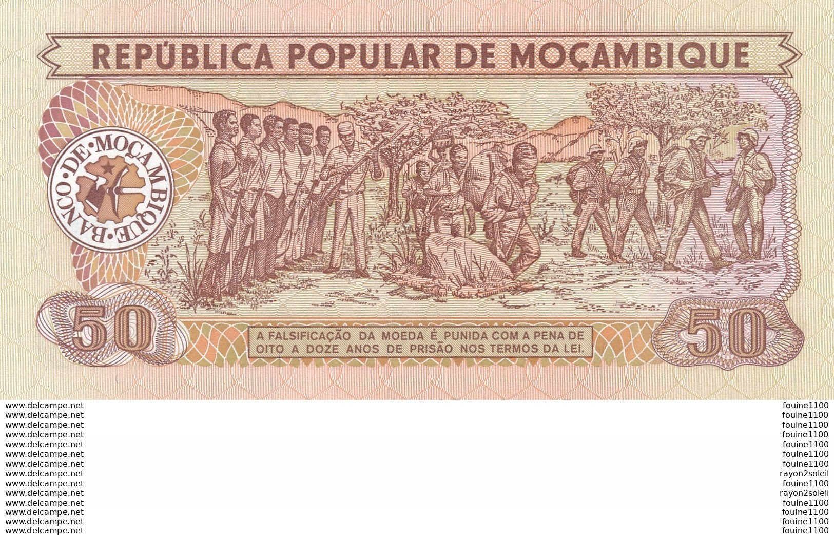 Billet De Banque  Mocambique  50 Meticais ( Tank ) - Mozambique