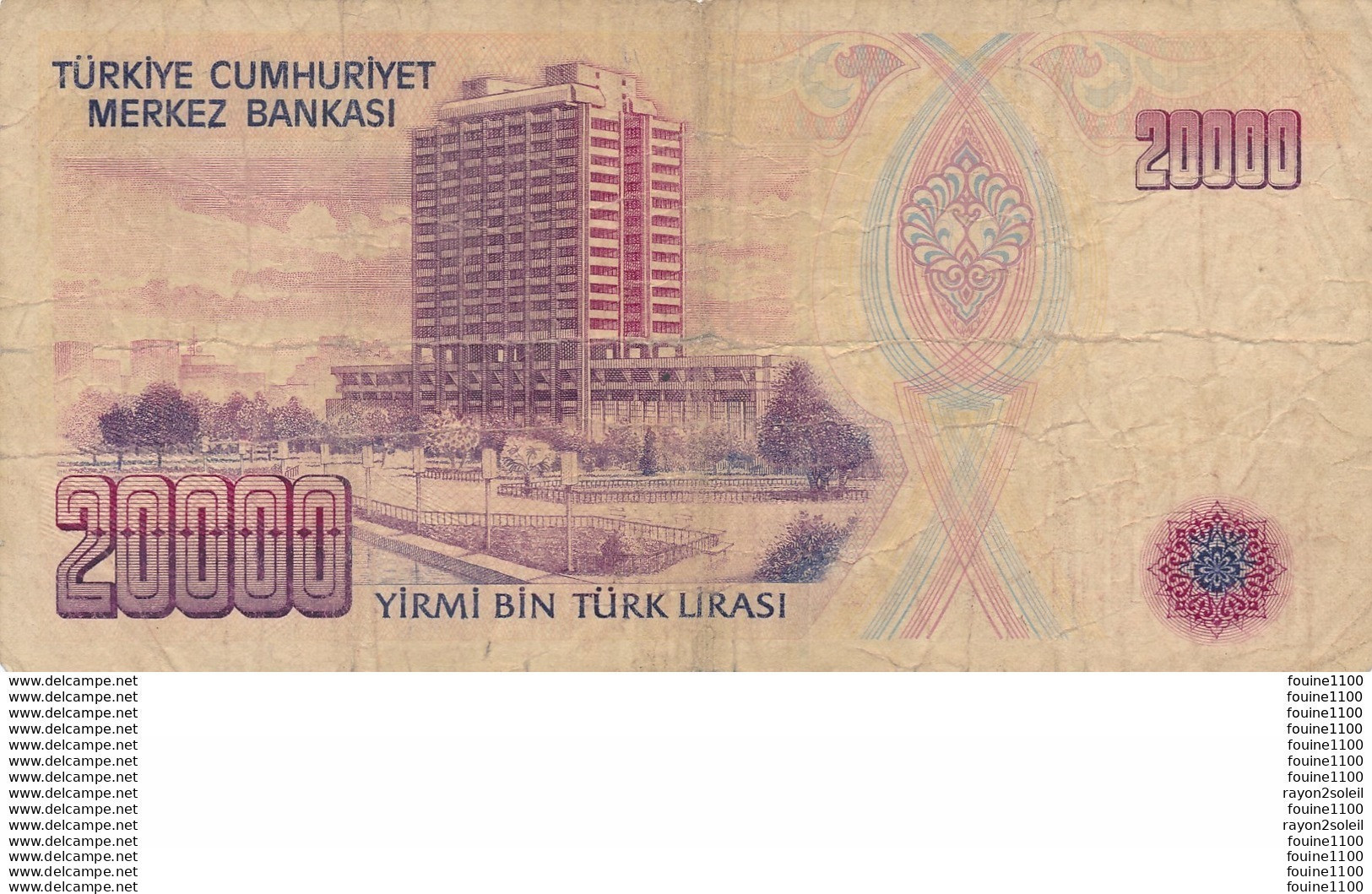 Billet  De Banque  Turquie Türkiye  20000 Turk Lirasi ( Mauvais état ) - Turquie