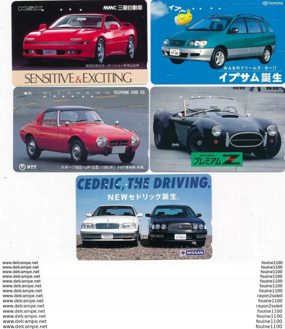 Lot Série De 5 Télécarte Japon Carte Téléphonique Marque NISSAN TOYOTA MITSUBISHI Voiture Auto Car - Autos