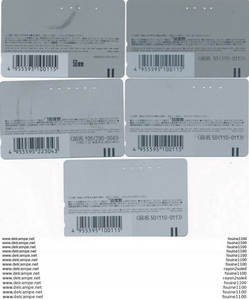 Lot Série De 5 Télécarte Japon Carte Téléphonique Marque NISSAN TOYOTA MITSUBISHI Voiture Auto Car - Auto's