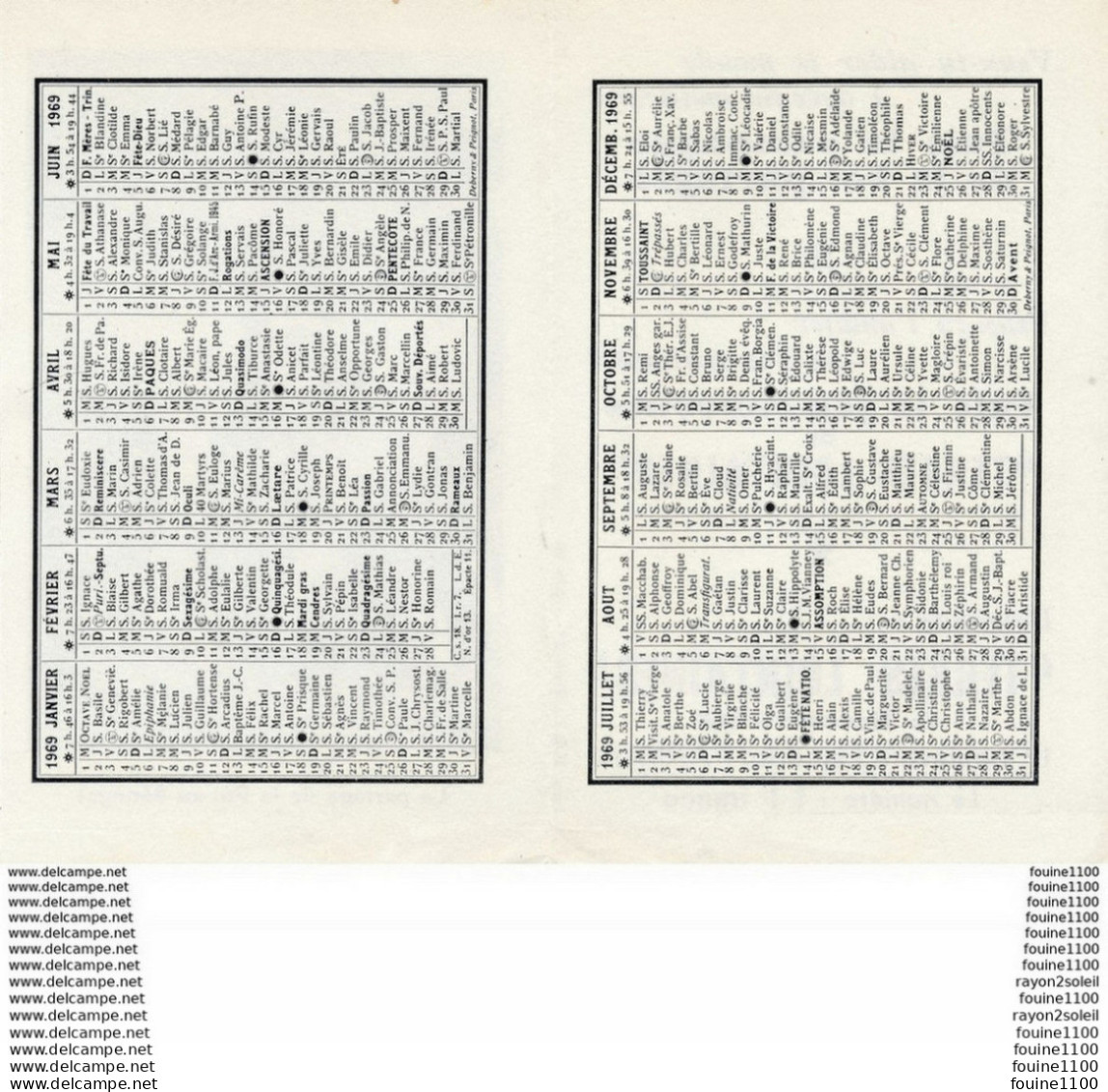 Petit Calendrier De L' Année 1969 Le Partage De La Foi Au Sénégal  ( Religieux ) - Petit Format : 1961-70