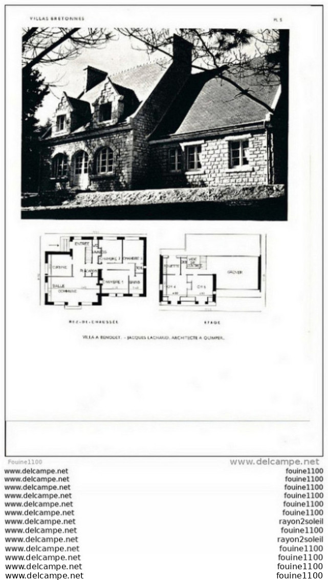 Architecture Ancien Plan D'une Villa à  BENODET   ( Architecte Jacques LACHAUD à QUIMPER   ) - Architektur