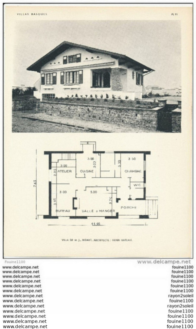 Architecture Ancien Plan D'une Villa De M. J. à BIDART   ( Architecte Henri RATEAU     ) - Architektur