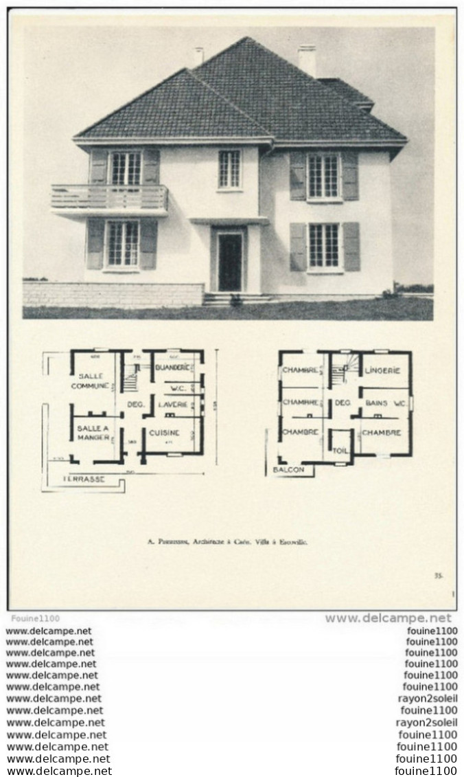 Architecture Ancien Plan D'une Villa  à ESCOVILLE     ( Architecte A PERRISSIN à CAEN    ) - Architektur