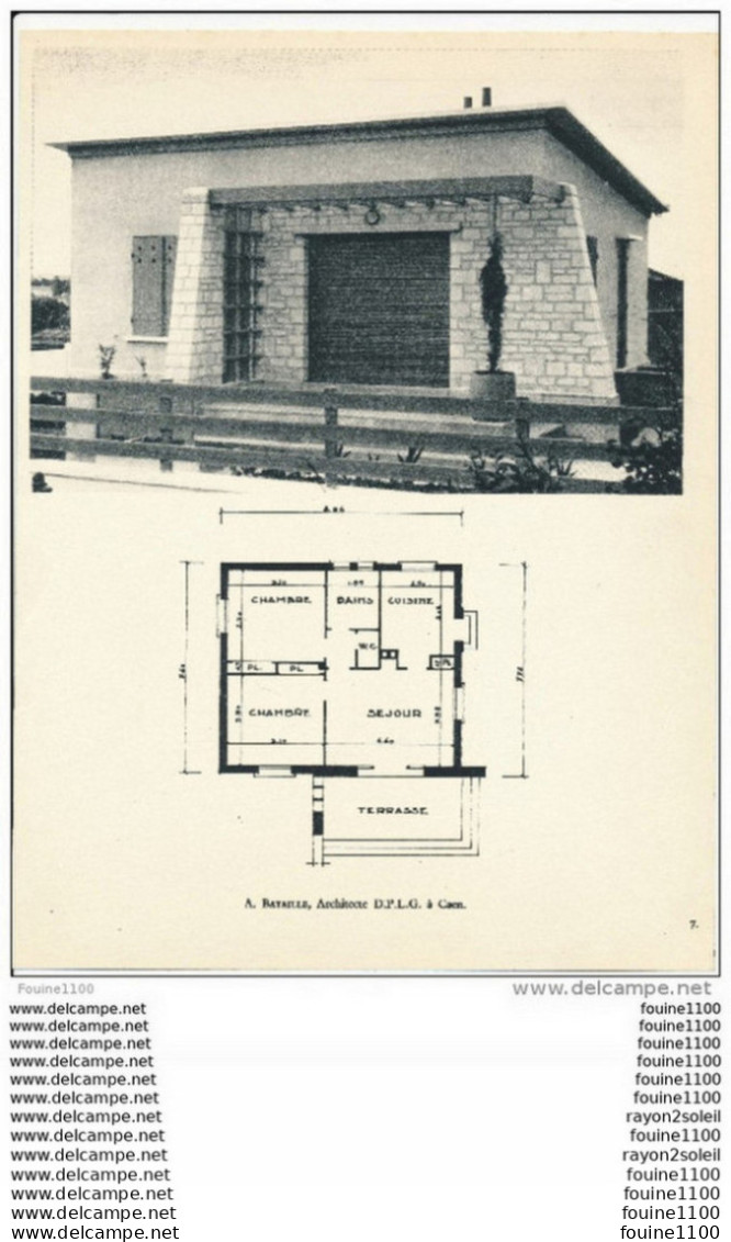 Achitecture Ancien Plan De Maison / Villa ( Architecte A. BATAILLE à CAEN  ) - Architecture