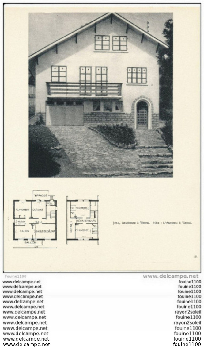Architecture Ancien Plan D'une Villa " L' Aurore "  à VESOUL   ( Architecte JOLY  à  VESOUL   ) - Architecture