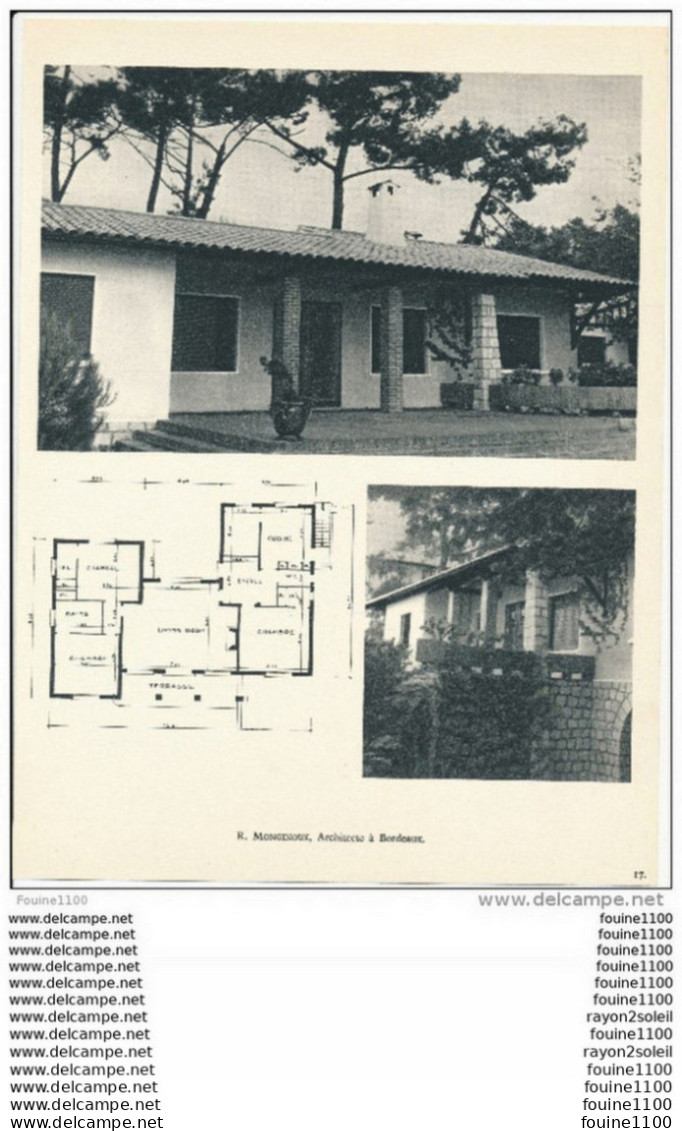 Achitecture Ancien Plan De Maison / Villa ( Architecte R. MONGINOUX à BORDEAUX    ) - Architectuur