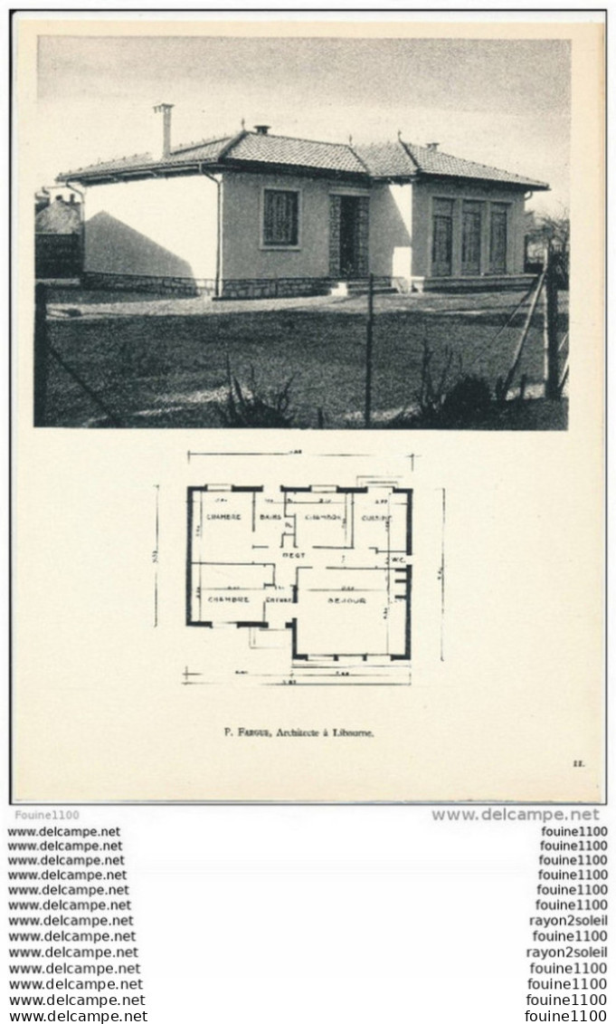 Achitecture Ancien Plan De Maison / Villa ( Architecte P. FARGUE à LIBOURNE     ) - Architecture