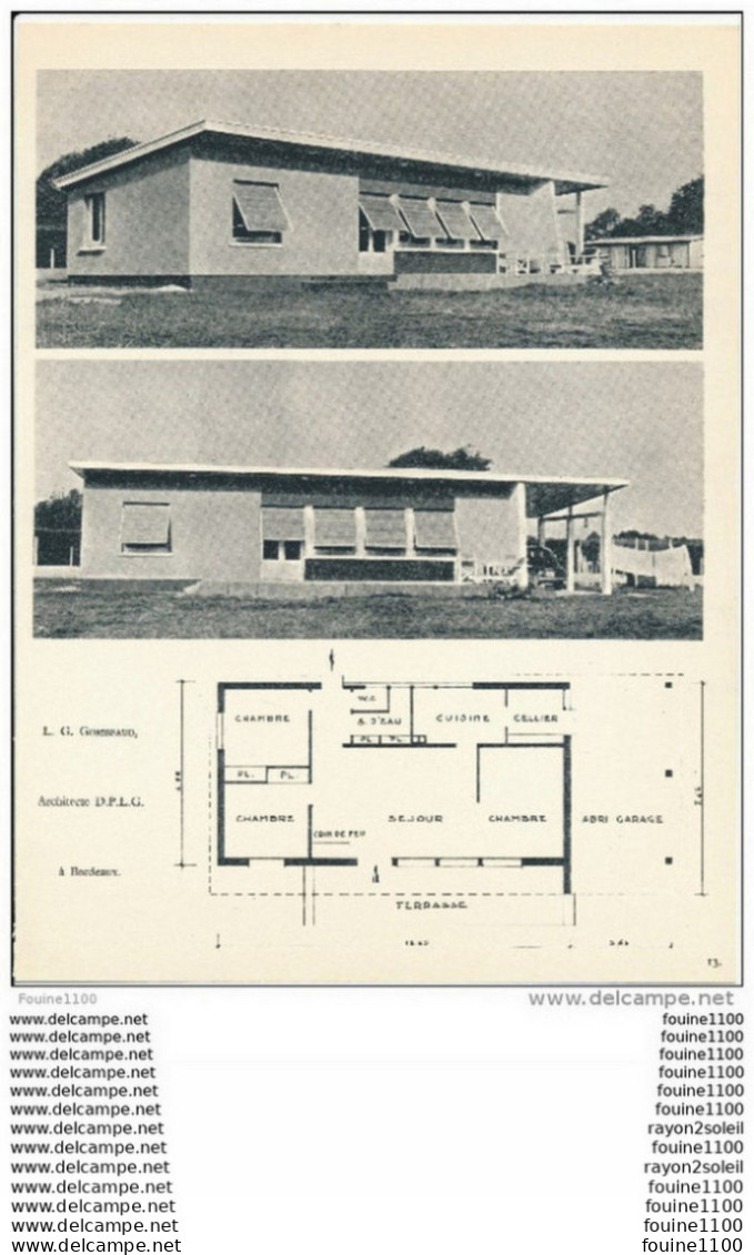 Achitecture Ancien Plan De Maison / Villa ( Architecte L. G. GOMBEAUD à BORDEAUX      ) - Architektur