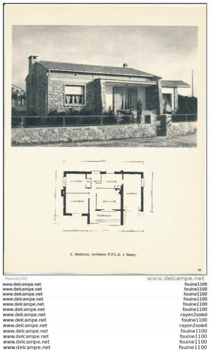 Achitecture Ancien Plan De Maison / Villa ( Architecte S. MIKELIAN à SANARY SUR MER    ) - Architectuur
