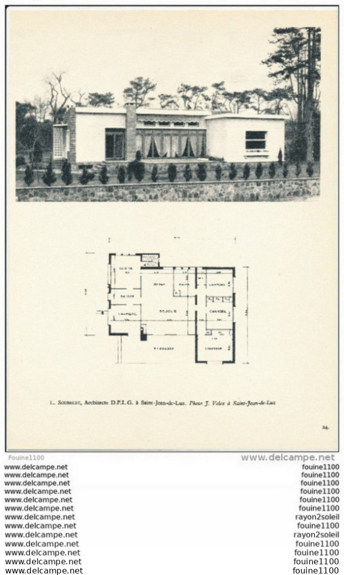 Achitecture Ancien Plan De Maison / Villa ( Architecte L. SOUBELET à SAINT JEAN DE LUZ   ) - Architektur