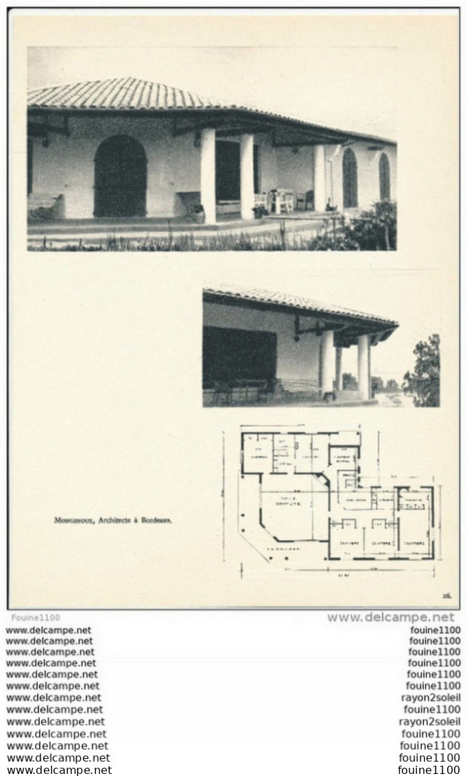 Achitecture Ancien Plan De Maison / Villa ( Architecte R. MONGINOUX à BORDEAUX    ) - Arquitectura