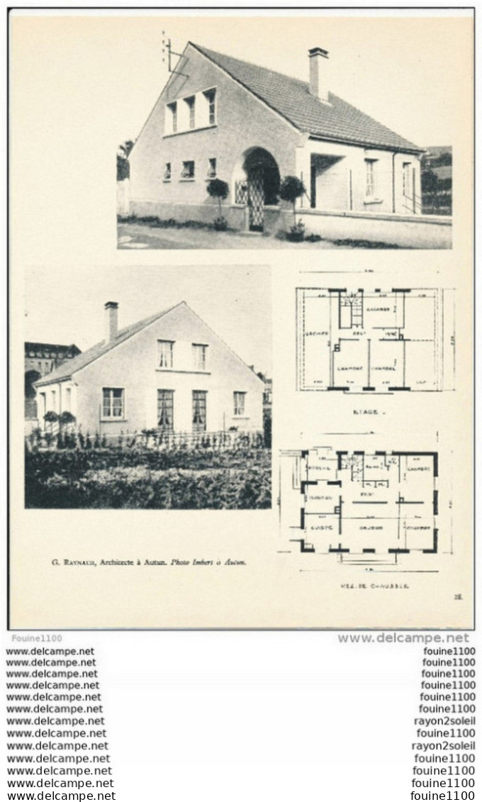 Achitecture Ancien Plan De Maison / Villa ( Architecte G. RAYNAUD  à AUTUN    ) - Architecture