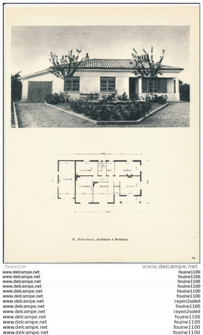 Achitecture Ancien Plan De Maison / Villa ( Architecte R. MONGINOUX à BORDEAUX    ) - Architektur