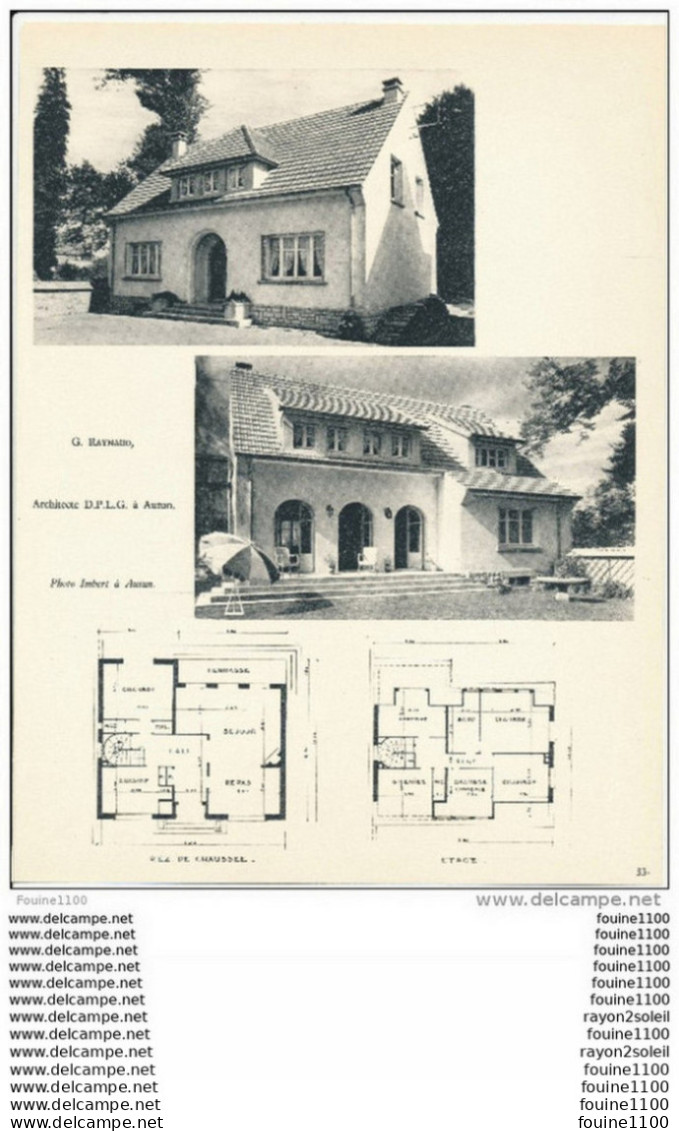Achitecture Ancien Plan De Maison / Villa ( Architecte G. RAYNAUD  à AUTUN    ) - Architectuur