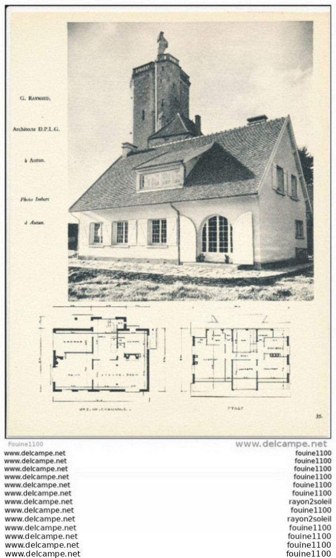 Achitecture Ancien Plan De Maison / Villa ( Architecte G. RAYNAUD  à AUTUN    ) - Architektur