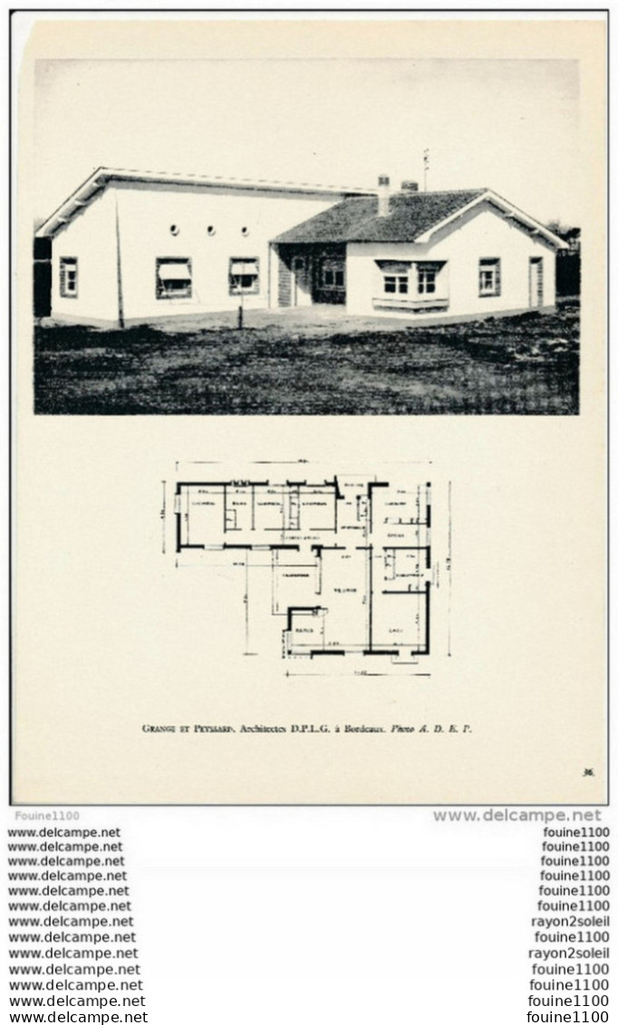 Achitecture Ancien Plan De Maison / Villa ( Architecte S  GRANGE Et PEYSSARD  à BORDEAUX     ) - Architecture