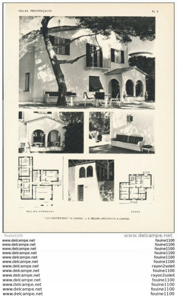 Achitecture Ancien Plan D'une Villa " Les Hespérides " à  CANNES   ( Architecte BELLINI à CANNES ) - Architecture
