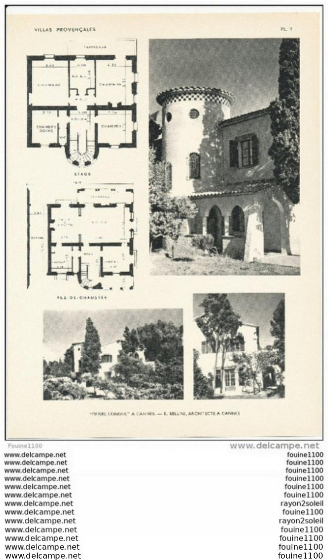 Achitecture Ancien Plan D'une Villa " Pierre Longue " à CANNES ( Architecte BELLINI à CANNES ) - Architectuur