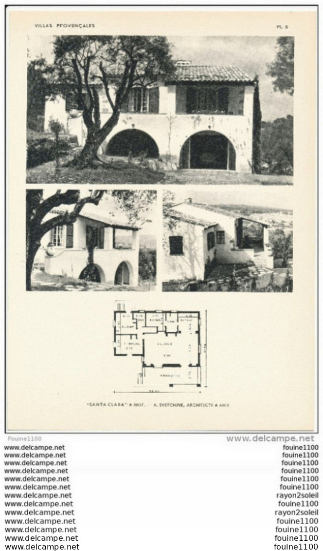 Achitecture Ancien Plan D'une Villa " Santa Clara " à BIOT  ( Architecte A. SVETCHINE à NICE ) - Architectuur