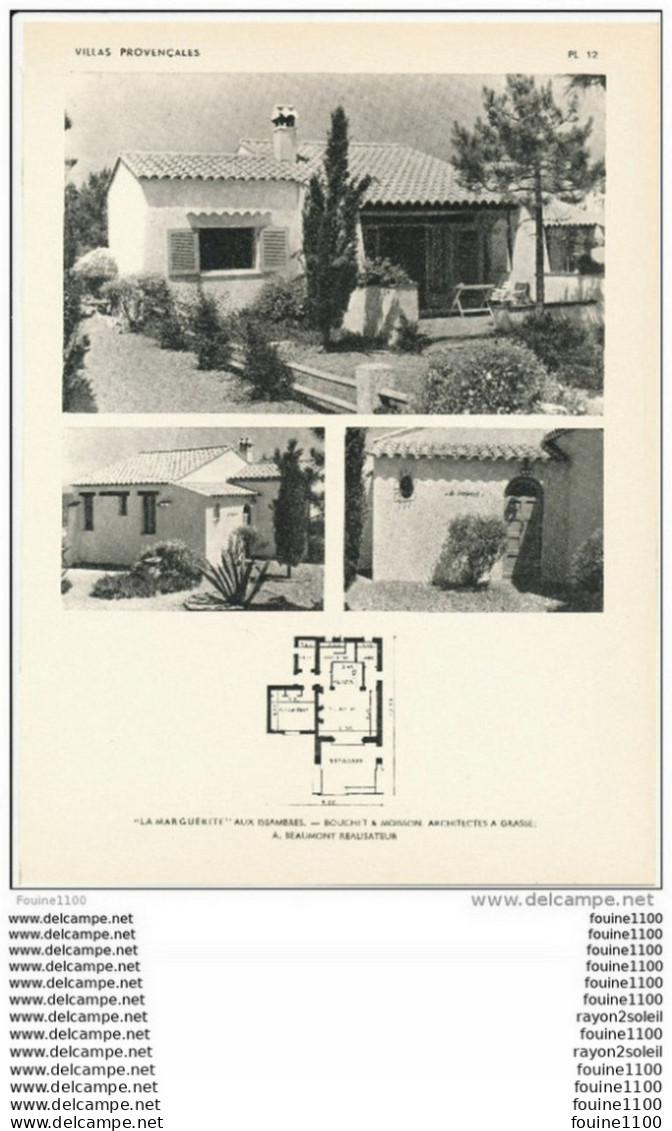 Achitecture Ancien Plan D'une Villa La Marguerite Aux ISSAMBRES ( Architecte BOUCHET & MOISSON à GRASSES  Réal. Beaumont - Architectuur