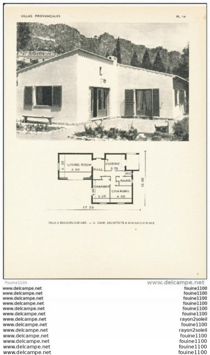 Achitecture Ancien Plan D'une Villa à BEAULIEU SUR MER  ( Architecte A. CANE à BEAULIEU SUR MER  ) - Architecture