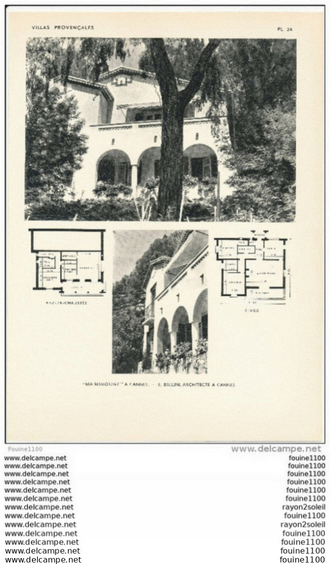 Achitecture Ancien Plan D'une Villa " MA MIMOUNE " à CANNES  ( Architecte E. BELLINI à CANNES  ) - Architecture