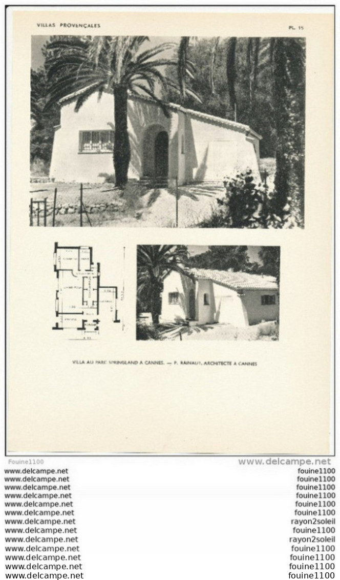 Achitecture Ancien Plan D'une Villa Au Parc Springland à CANNES  ( Architecte P. RAINAUT à CANNES  ) - Architektur