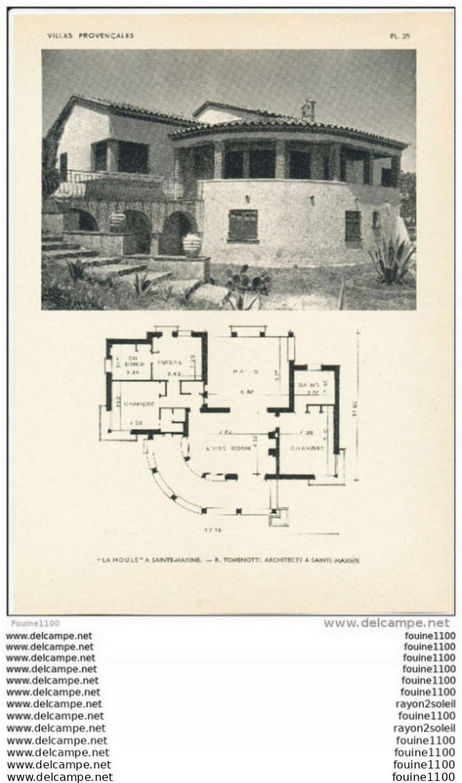 Achitecture Ancien Plan D'une Villa " La Houle " à SAINTE MAXIME ( Architecte R. TOMENOTTI à SAINTE MAXIME   ) - Architecture