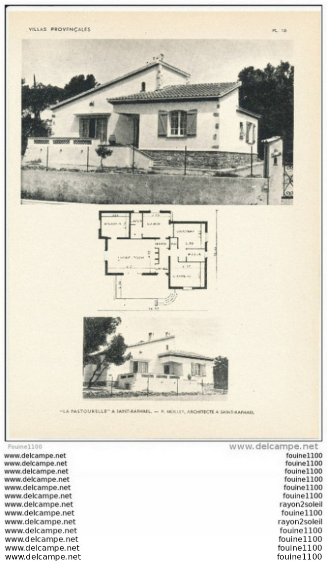 Achitecture Ancien Plan D'une Villa " La Pastourelle " à SAINT RAPHAEL  ( Architecte P. MOLLET à SAINT RAPHAEL  ) - Architecture