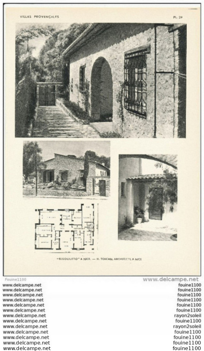 Achitecture Ancien Plan D'une Villa " Risouleto " à NICE   ( Architecte H. TOSCAN à  NICE   ) - Architecture