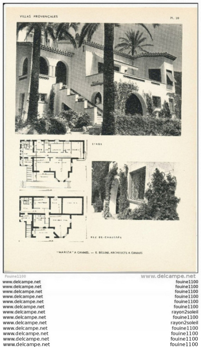 Achitecture Ancien Plan D'une Villa " Mariza " à CANNES  ( Architecte BELLINI à CANNES  ) - Architecture