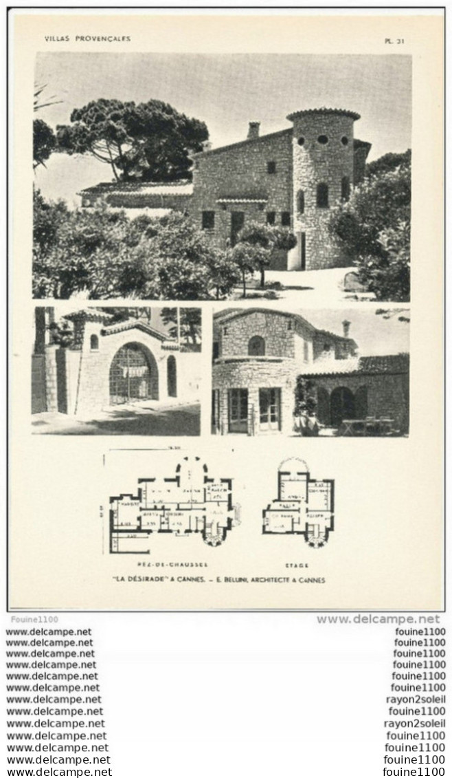 Achitecture Ancien Plan D'une Villa " La Désirade " à CANNES    ( Architecte BELLINI à CANNES  ) - Architecture