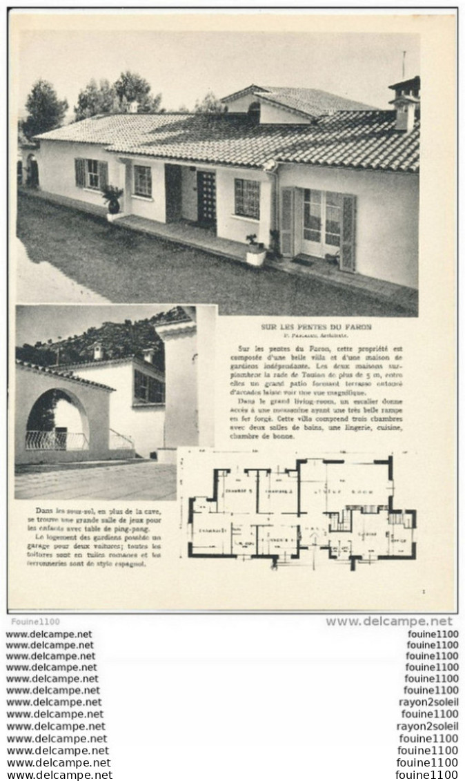 Architecture Ancien Plan D'une Villa Sur Les Pentes Du FARON ( Environs De Toulon )( Architecte P. PASCALET ) - Architektur